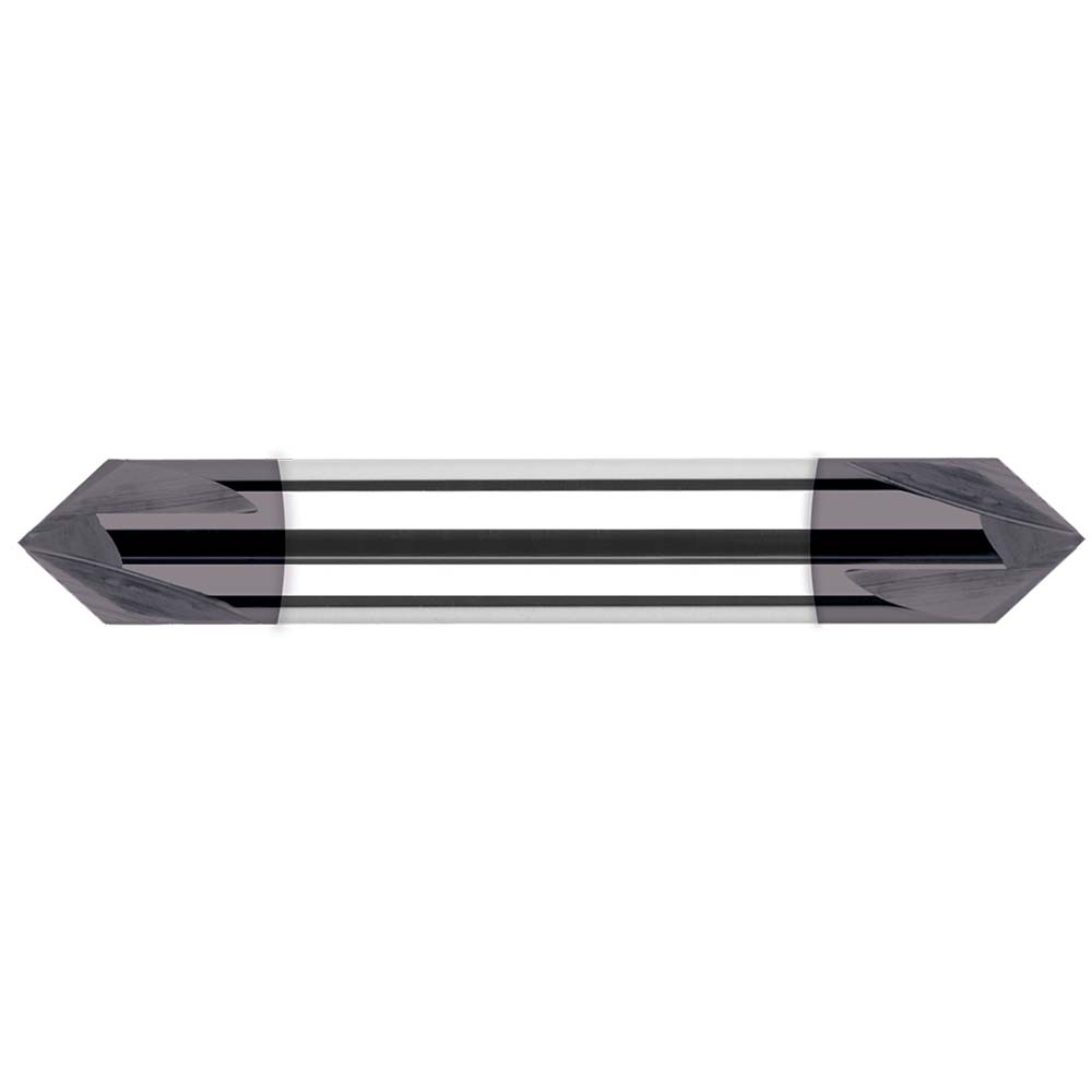 Harvey Tool Chamfer Mill: 3/8" Dia, 3/8" Shank Dia, 60 deg, 2 Flute, Solid Carbide, Double End - 998330-C3