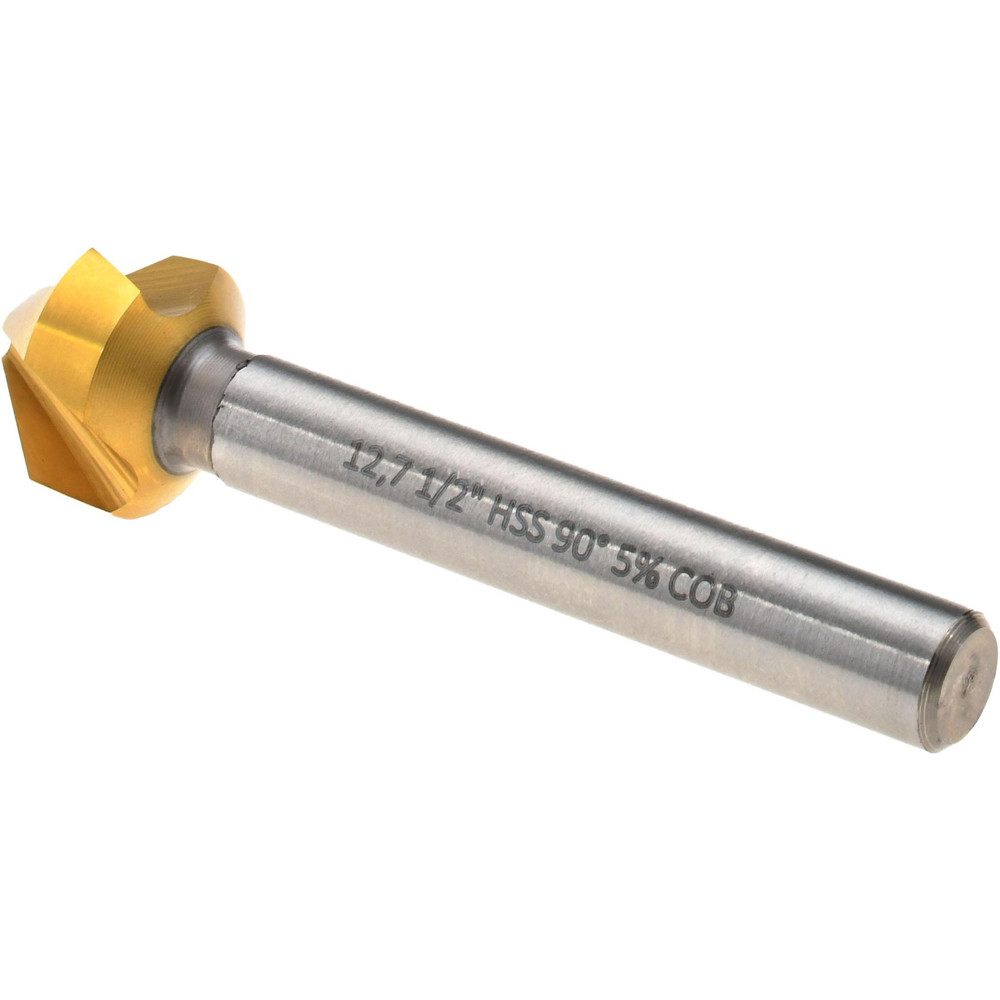 Magafor Countersink: 1/2" Head Dia, 90.00 deg Included Angle, 3 Flute, Cobalt Steel, Right Hand Cut - 84483112700