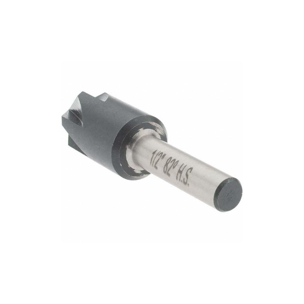 Value Collection Countersink: 1/2" Head Dia, 82.00 deg Included Angle, 6 Flute, High-Speed Steel, Right Hand Cut - 28628