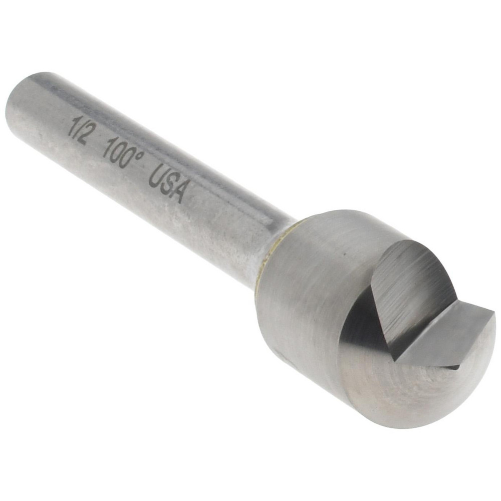 Titan USA Countersink: 1/2" Head Dia, 100.00 deg Included Angle, 1 Flute, Solid Carbide, Right Hand Cut - CS31332