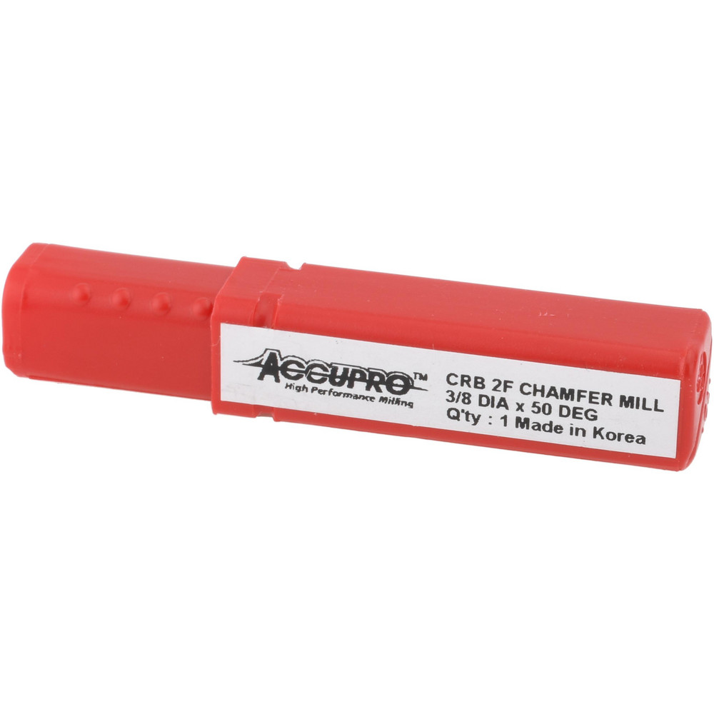 Accupro Chamfer Mill: 3/8" Dia, 3/8" Shank Dia, 100 deg, 2 Flute, Solid Carbide, Single End - E599943846
