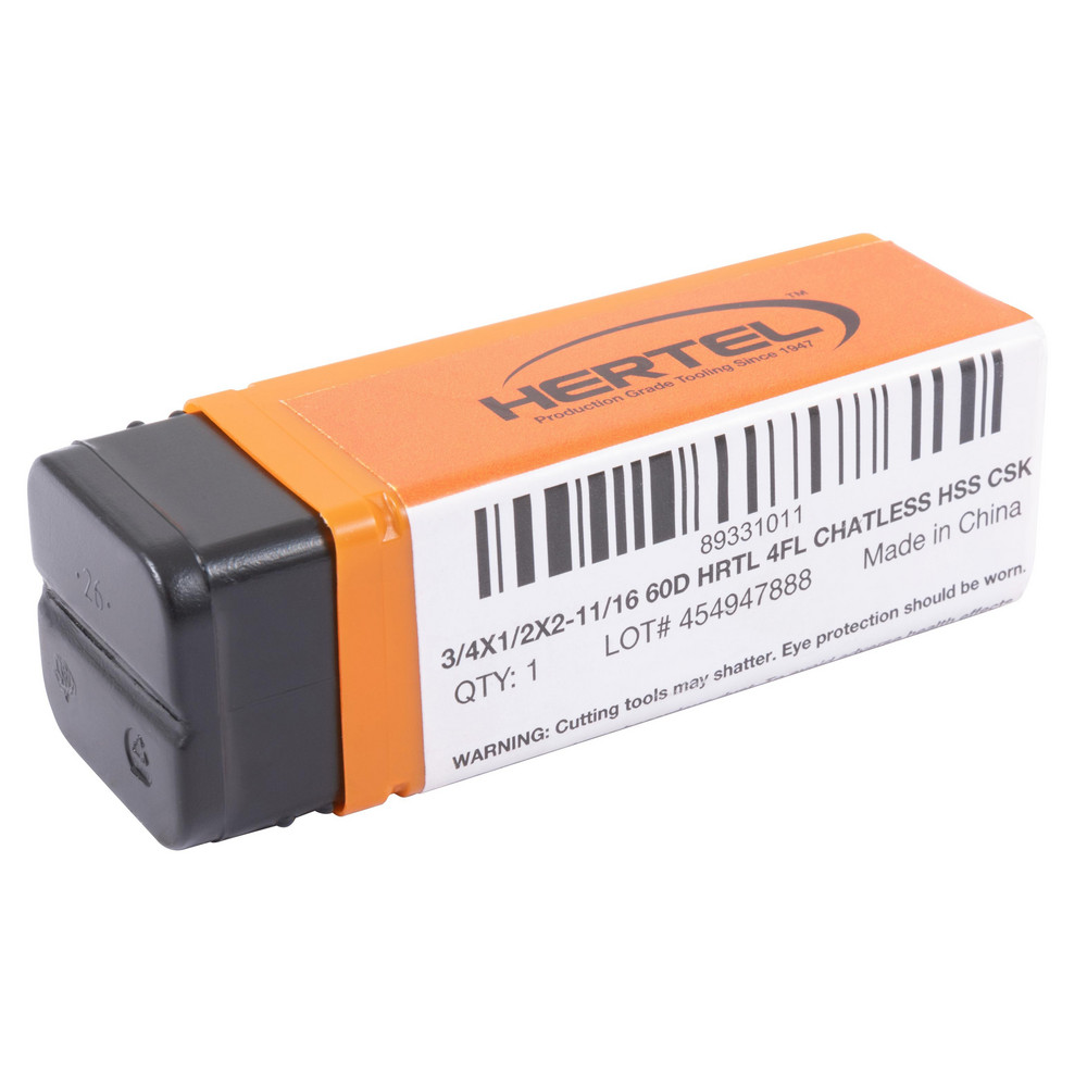 Hertel Countersink: 3/4" Head Dia, 60.00 deg Included Angle, 4 Flute, High-Speed Steel, Right Hand Cut - GX89331011