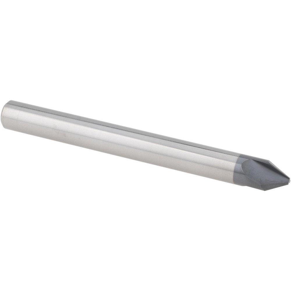Accupro Chamfer Mill: 1/4" Dia, 1/4" Shank Dia, 60 deg, 3 Flute, Solid Carbide, Single End - EM99943837