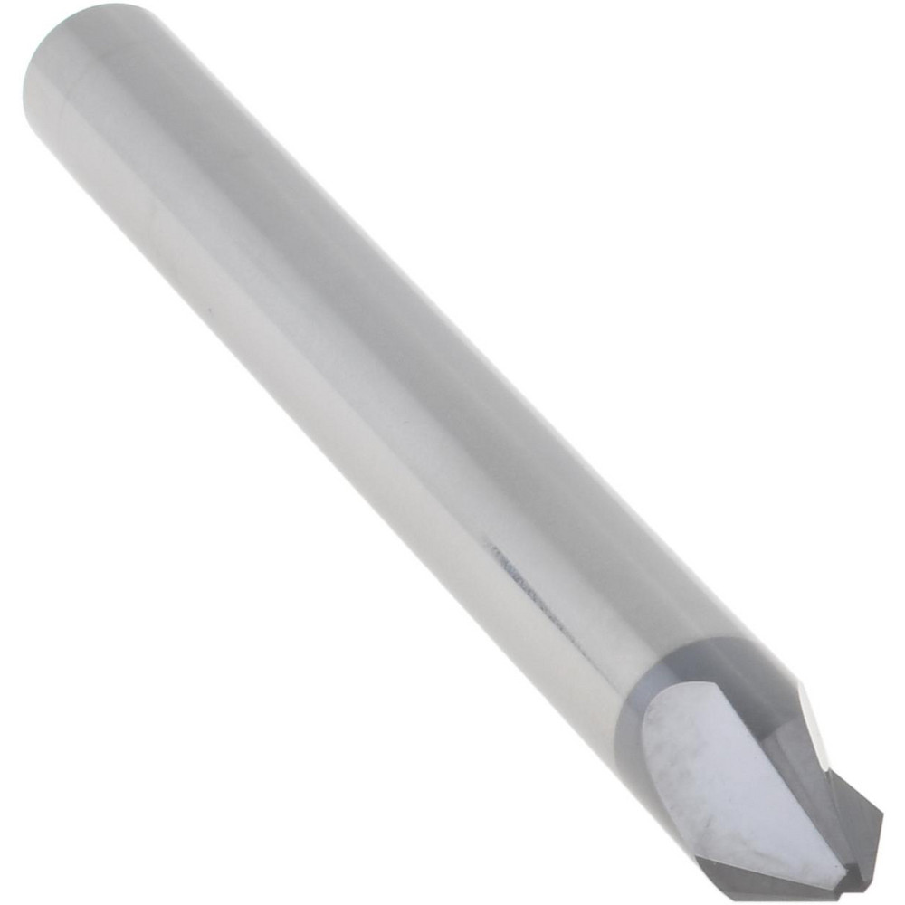 Accupro Chamfer Mill: 1/4" Dia, 1/4" Shank Dia, 60 deg, 3 Flute, Solid Carbide, Single End - EM99943837