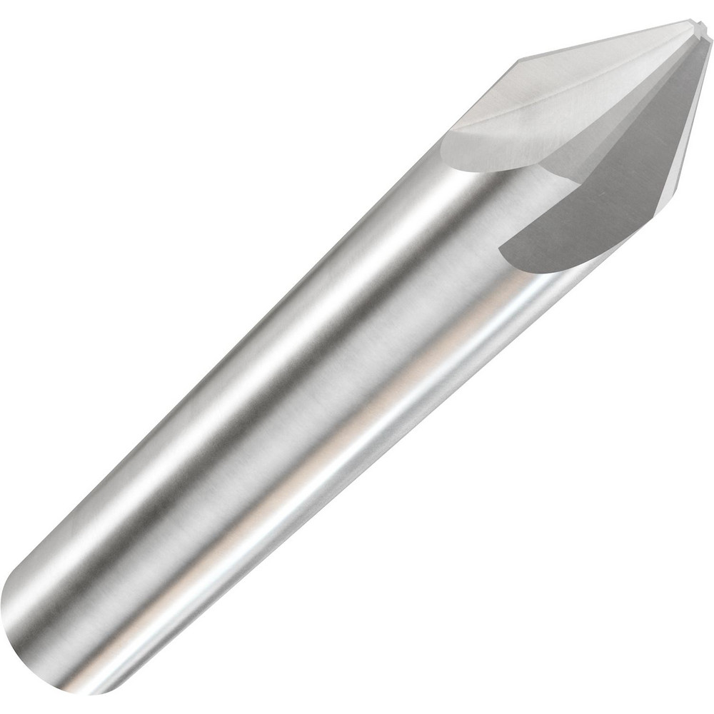 Accupro Chamfer Mill: 1/4" Dia, 1/4" Shank Dia, 60 deg, 3 Flute, Solid Carbide, Single End - EM99943837