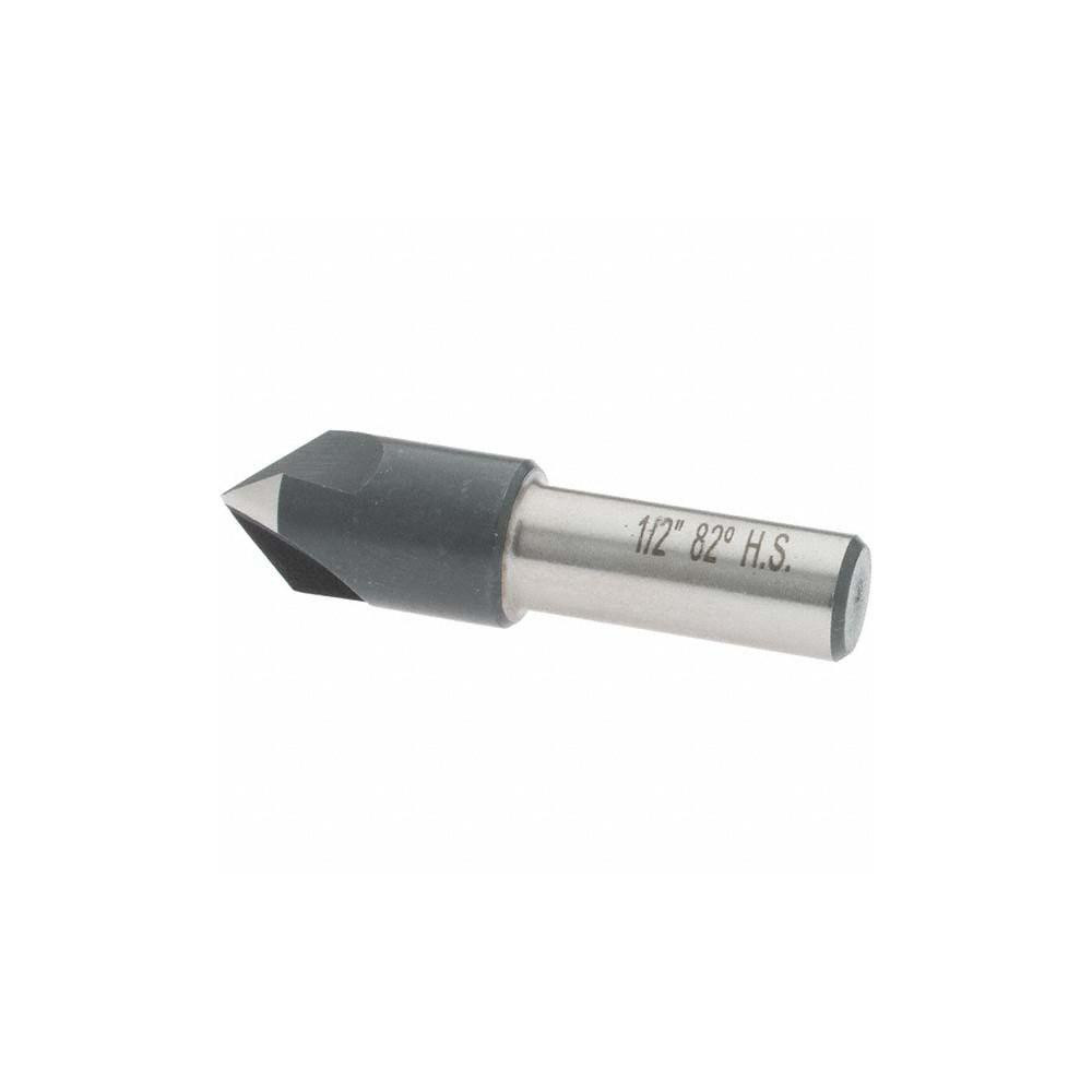 Value Collection Countersink: 1/2" Head Dia, 82.00 deg Included Angle, 3 Flute, High-Speed Steel, Right Hand Cut - 28617