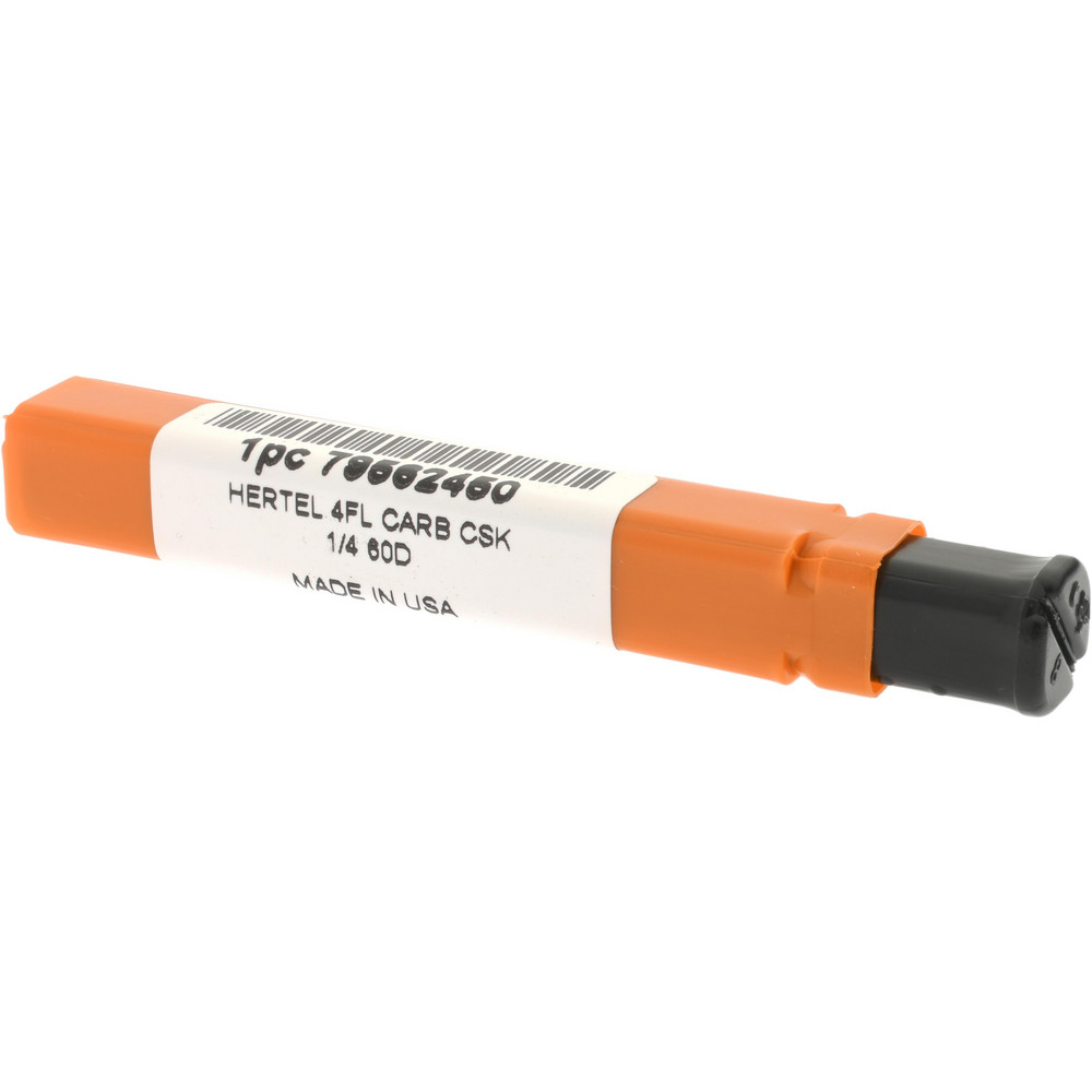 Hertel Countersink: 1/4" Head Dia, 60.00 deg Included Angle, 4 Flute, Solid Carbide, Right Hand Cut - 334-003050