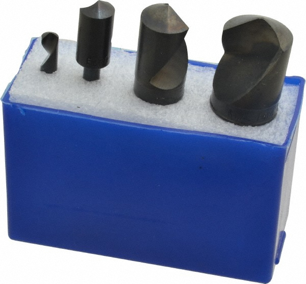 M.A. Ford® Countersink Set: 4 Pc, 1/4 to 1" Head Dia, 1 Flute, 60 deg Included Angle - 64100001