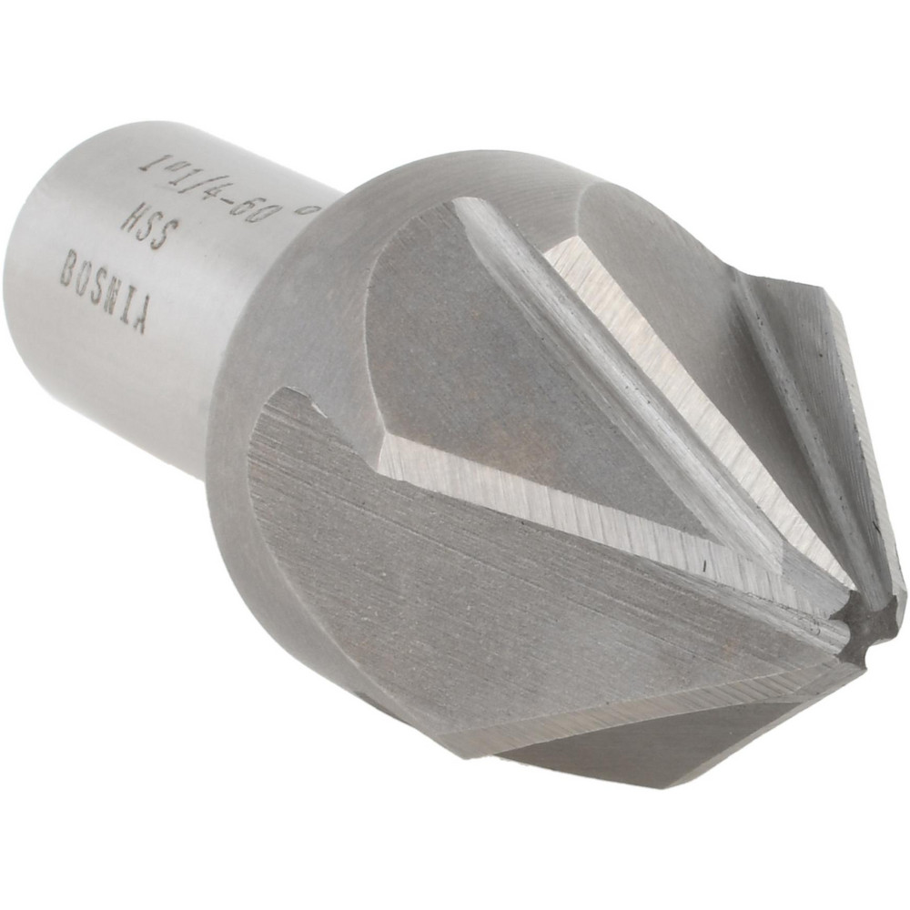 Value Collection Countersink: 1-1/4" Head Dia, 60.00 deg Included Angle, 6 Flute, High-Speed Steel, Right Hand Cut - SC2060116