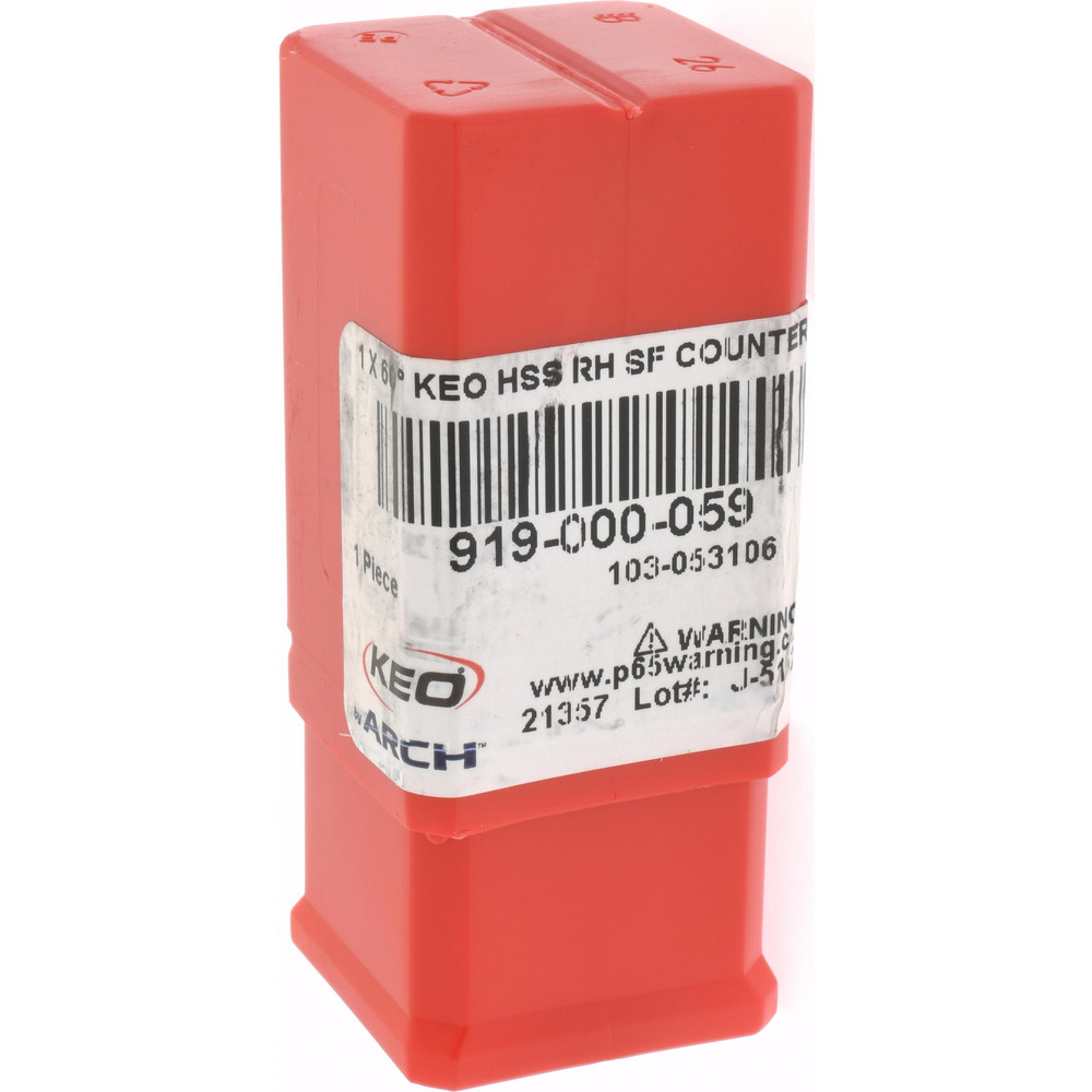Keo Countersink: 1" Head Dia, 60.00 deg Included Angle, 1 Flute, High-Speed Steel, Right Hand Cut - 919-000-059