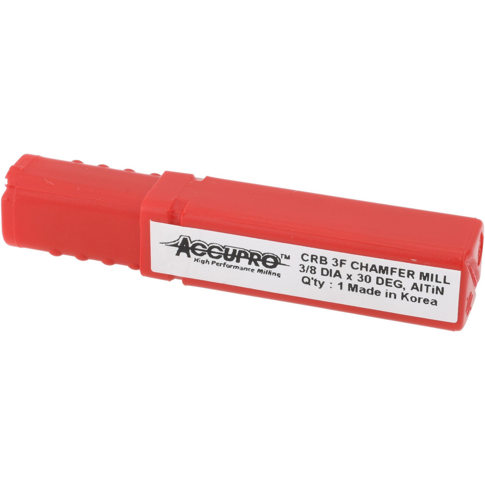 Accupro Chamfer Mill: 3/8" Dia, 3/8" Shank Dia, 60 deg, 3 Flute, Solid Carbide, Single End - EM99943848