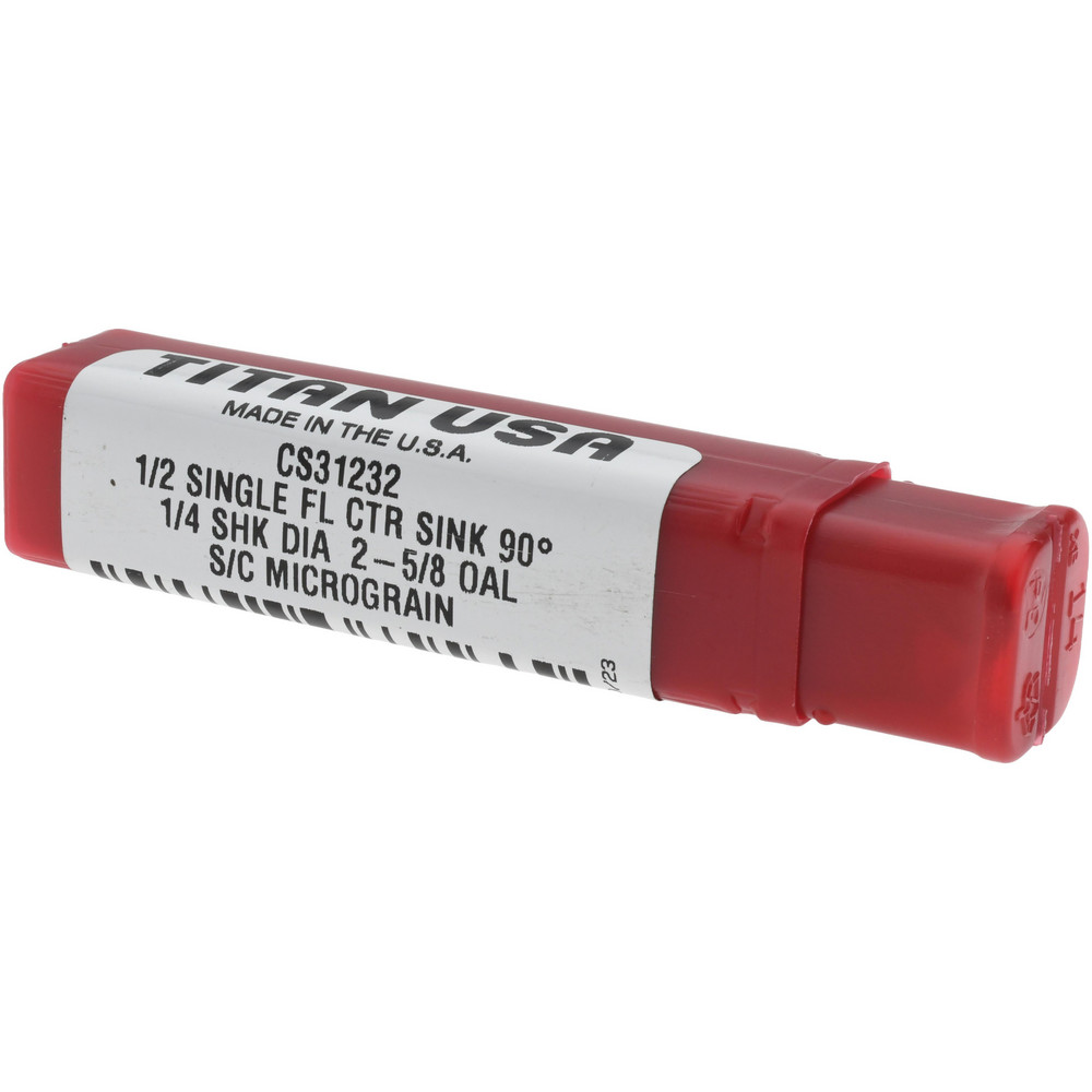 Titan USA Countersink: 1/2" Head Dia, 90.00 deg Included Angle, 1 Flute, Solid Carbide, Right Hand Cut - CS31232