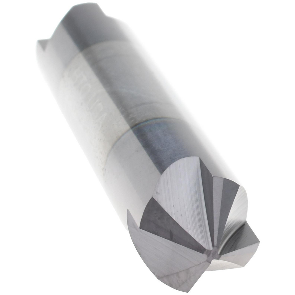 Harvey Tool Chamfer Mill: 1/2" Dia, 1/2" Shank Dia, 90 deg, 4 Flute, Solid Carbide, Double End - 18645-C3