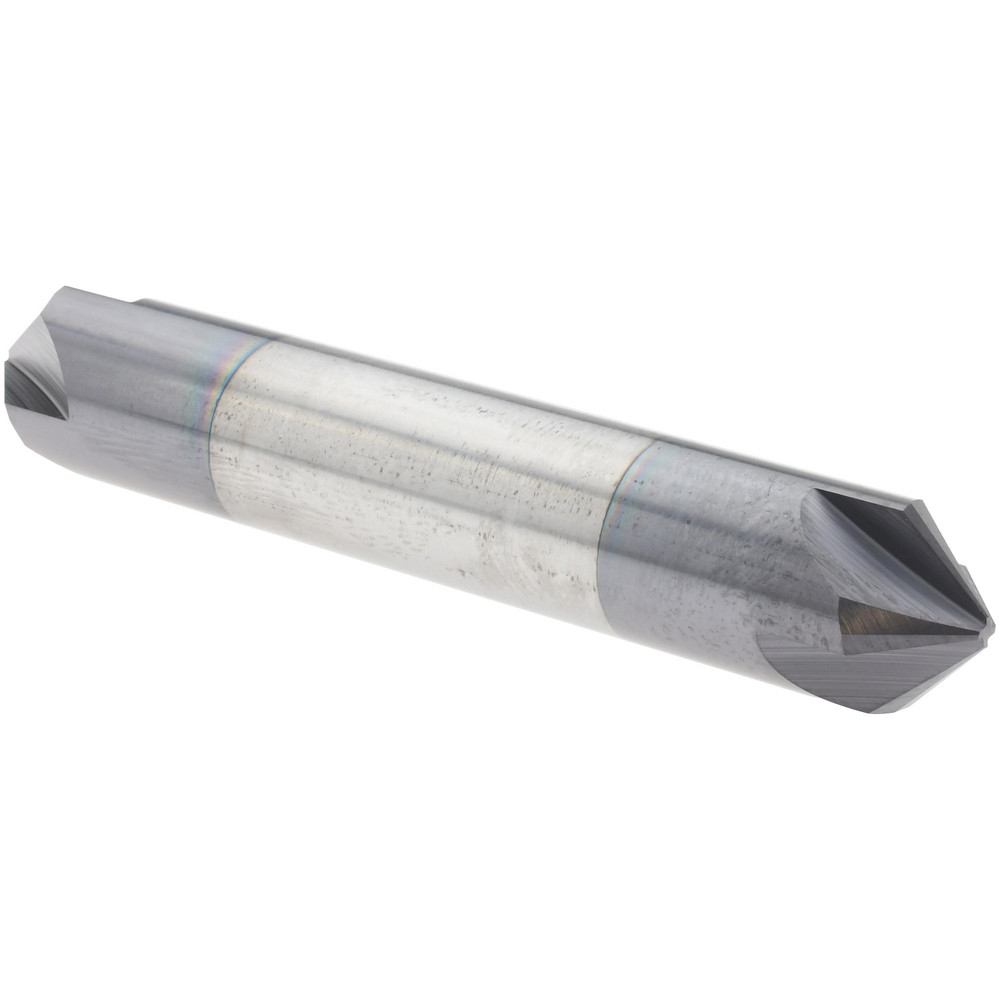 Harvey Tool Chamfer Mill: 1/2" Dia, 1/2" Shank Dia, 90 deg, 4 Flute, Solid Carbide, Double End - 18645-C3