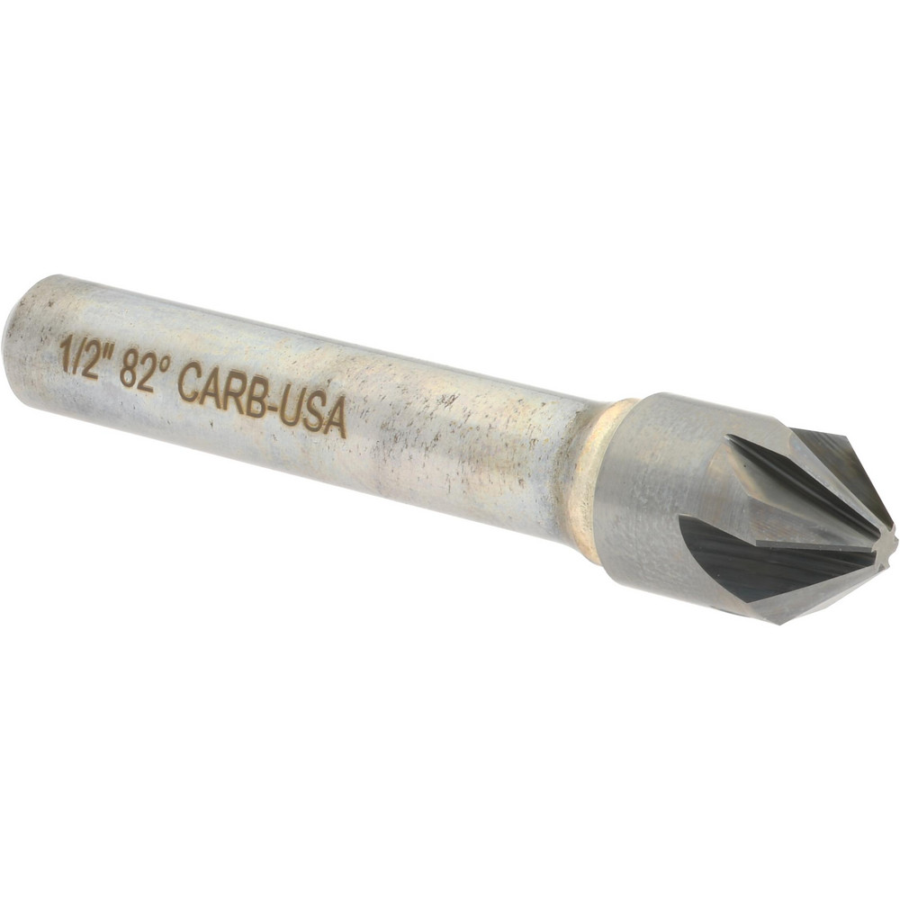 Hertel Countersink: 1/2" Head Dia, 82.00 deg Included Angle, 6 Flute, Solid Carbide, Right Hand Cut - 336-006560