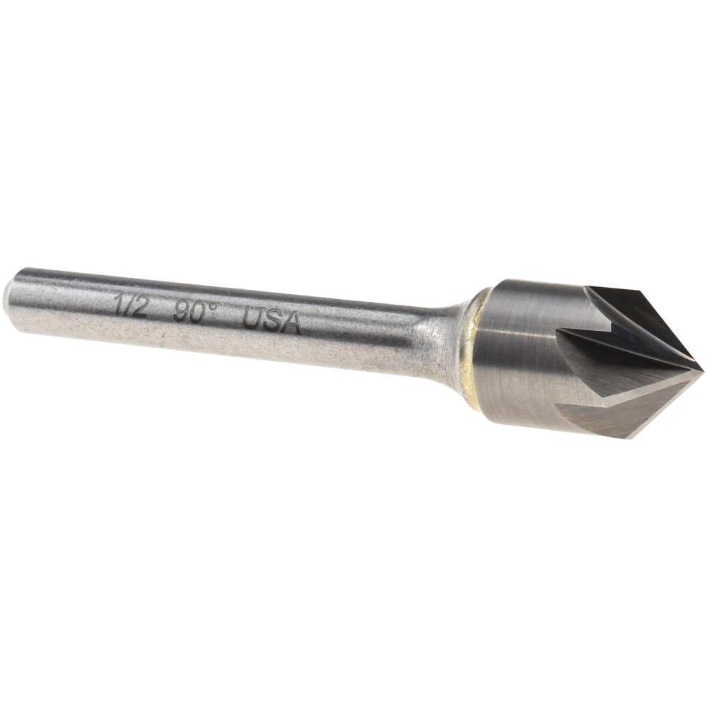 Titan USA Countersink: 1/2" Head Dia, 90.00 deg Included Angle, 6 Flute, Solid Carbide, Right Hand Cut - CS36832