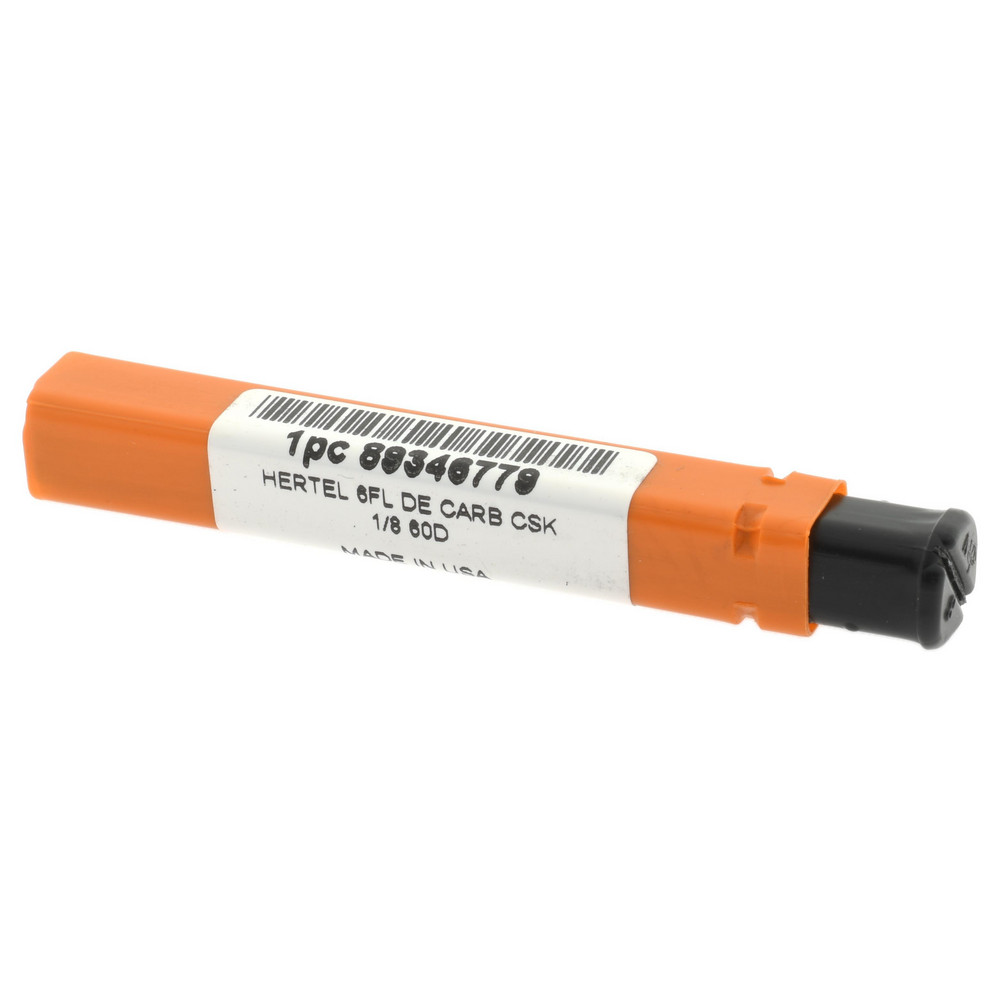 Hertel Countersink: 1/8" Head Dia, 60.00 deg Included Angle, 6 Flute, Solid Carbide, Right Hand Cut - 336-201050