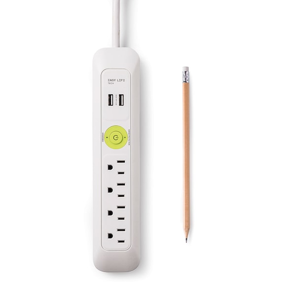Easylife Tech 4 Outlet 2 USB Port Power Strip 1200J Surge Protector 6FT Ext Cord - 0-2628