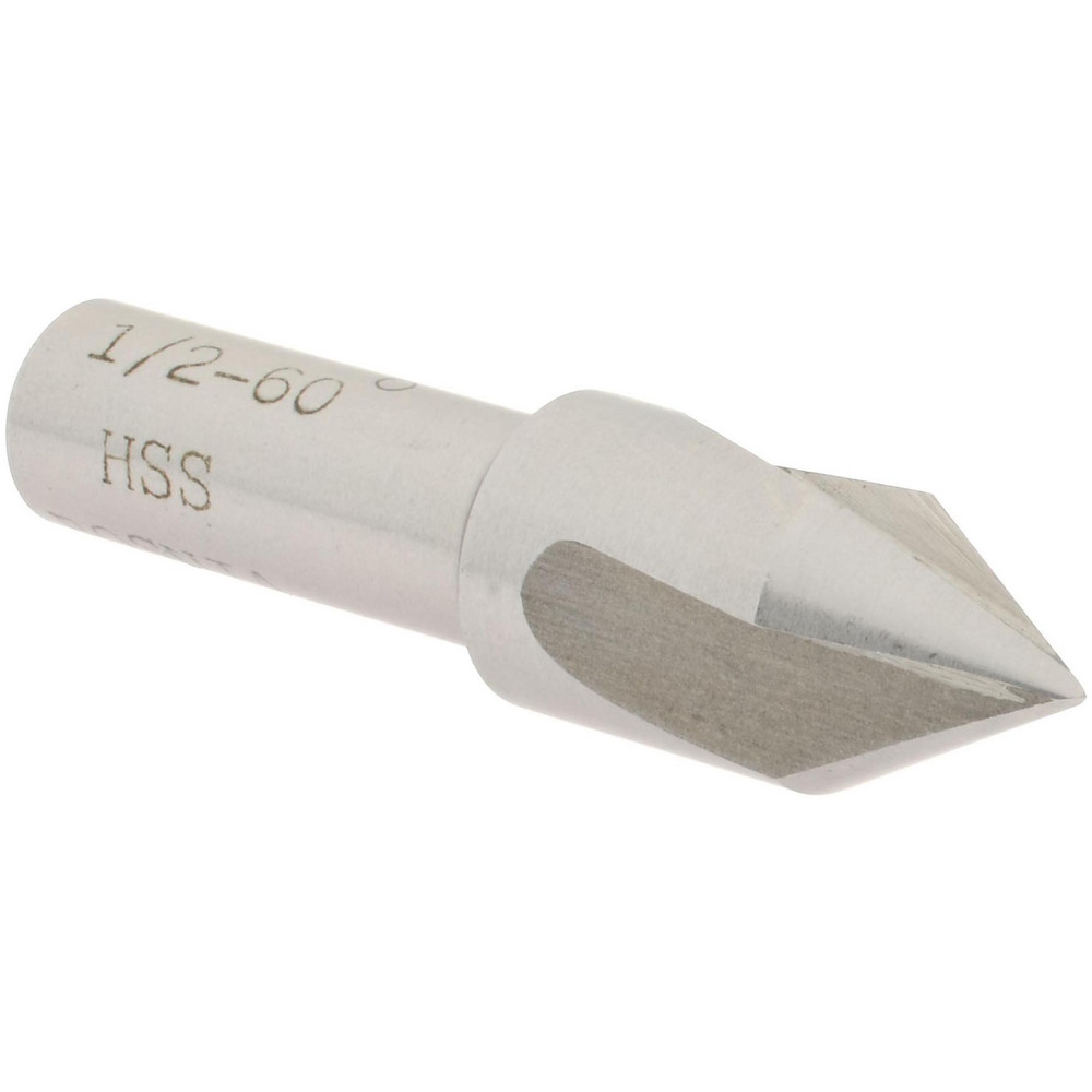 Value Collection Countersink: 1/2" Head Dia, 60.00 deg Included Angle, 3 Flute, High-Speed Steel, Right Hand Cut - SC4060032