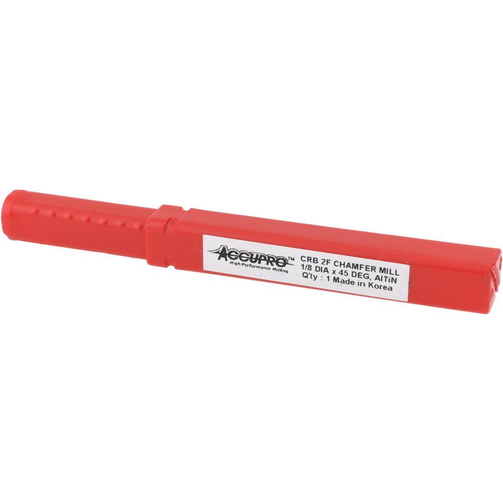 Accupro Chamfer Mill: 1/8" Dia, 1/8" Shank Dia, 90 deg, 2 Flute, Solid Carbide, Single End - EM99943859