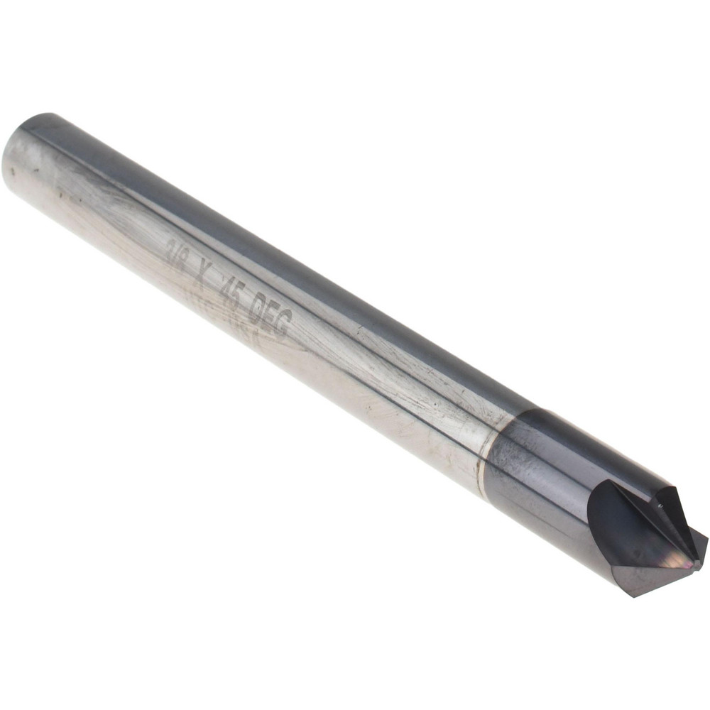 Harvey Tool Chamfer Mill: 3/8" Dia, 3/8" Shank Dia, 90 deg, 3 Flute, Solid Carbide, Single End - 981245-C3