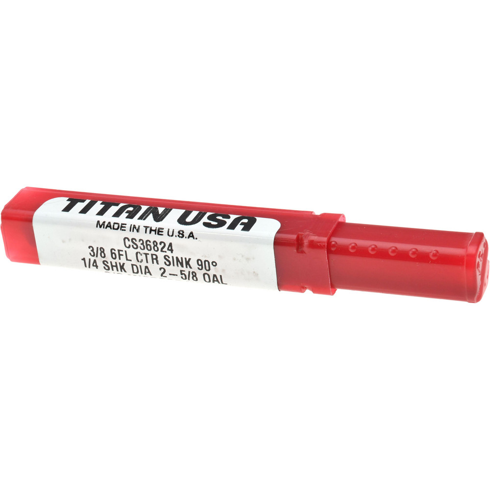 Titan USA Countersink: 3/8" Head Dia, 90.00 deg Included Angle, 6 Flute, Solid Carbide, Right Hand Cut - CS36824