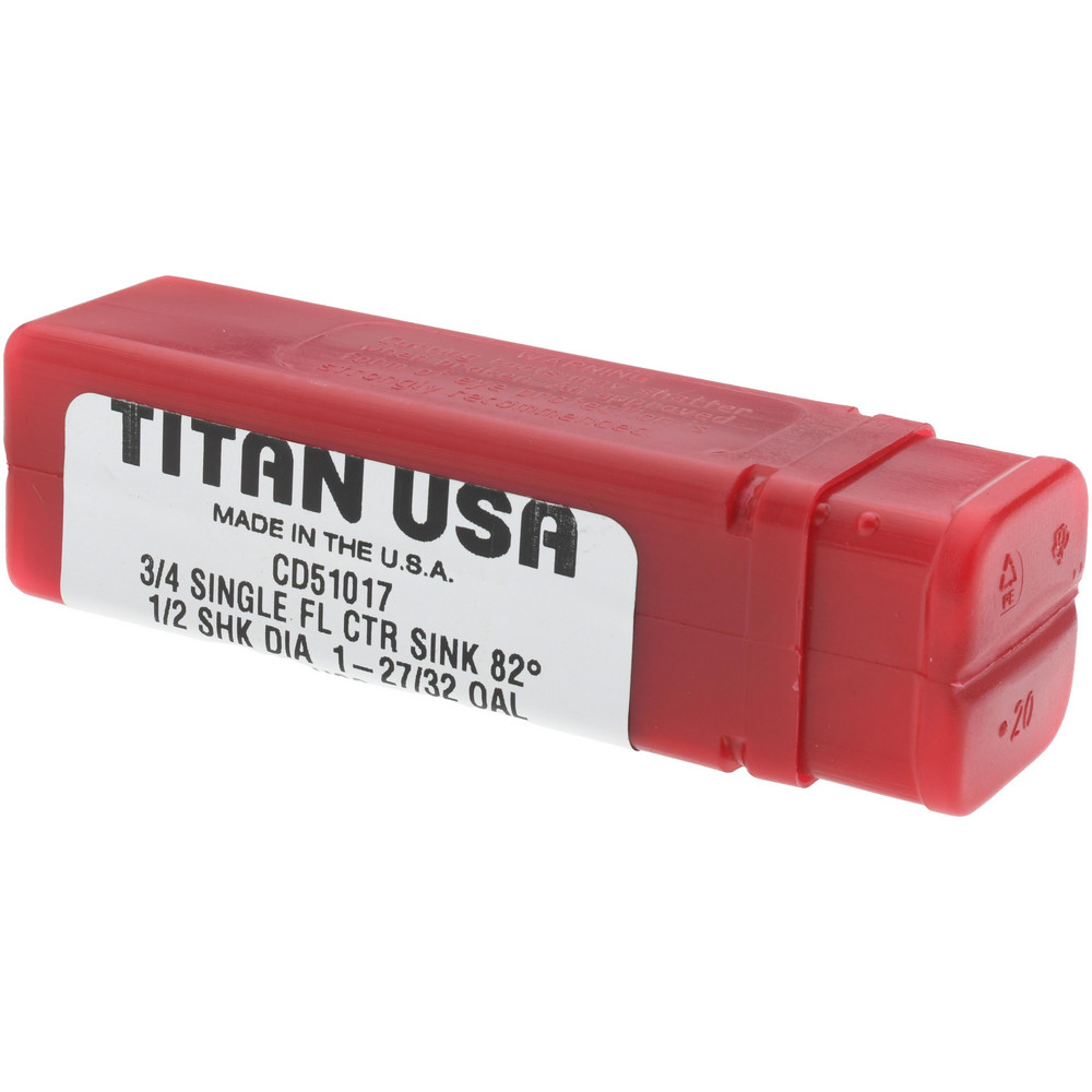 Titan USA Countersink: 82.00 deg Included Angle, 1 Flute, High-Speed Steel, Right Hand Cut - CD51017