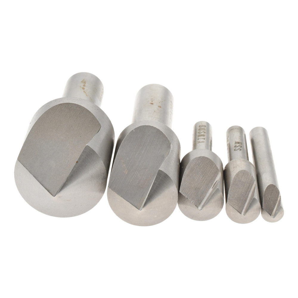 Value Collection Countersink Set: 5 Pc, 1/4 to 1" Head Dia, 1 Flute, 100 deg Included Angle - SC101005S