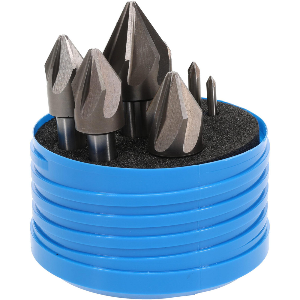 Value Collection Countersink Set: 10 Pc, 3/16 to 1-1/4" Head Dia, 6 Flute, 60 deg Included Angle - SC216010S