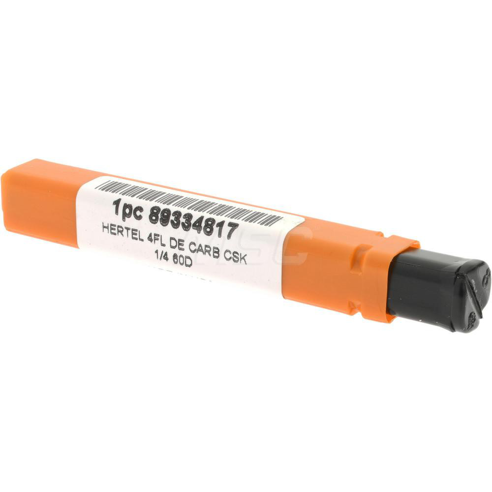 Hertel Countersink: 1/4" Head Dia, 60.00 deg Included Angle, 4 Flute, Solid Carbide, Right Hand Cut - 334-203050