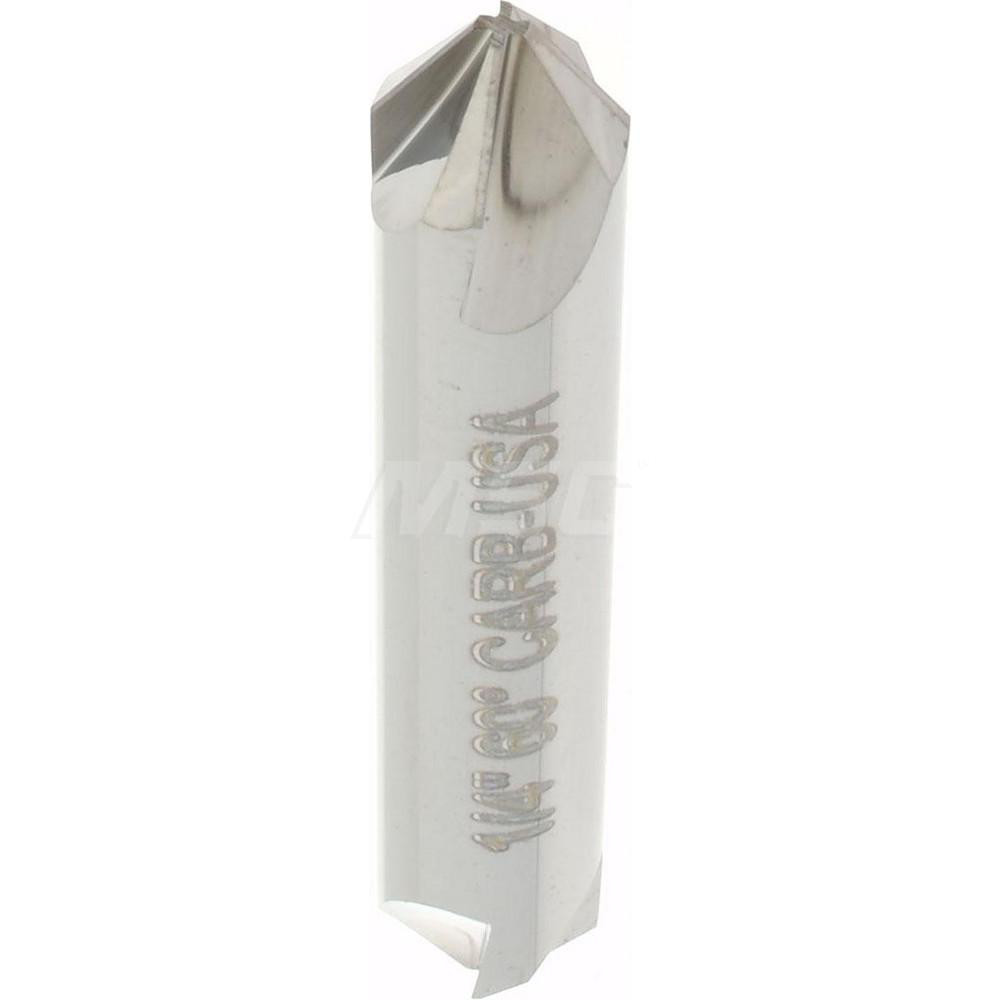 Hertel Countersink: 1/4" Head Dia, 60.00 deg Included Angle, 4 Flute, Solid Carbide, Right Hand Cut - 334-203050