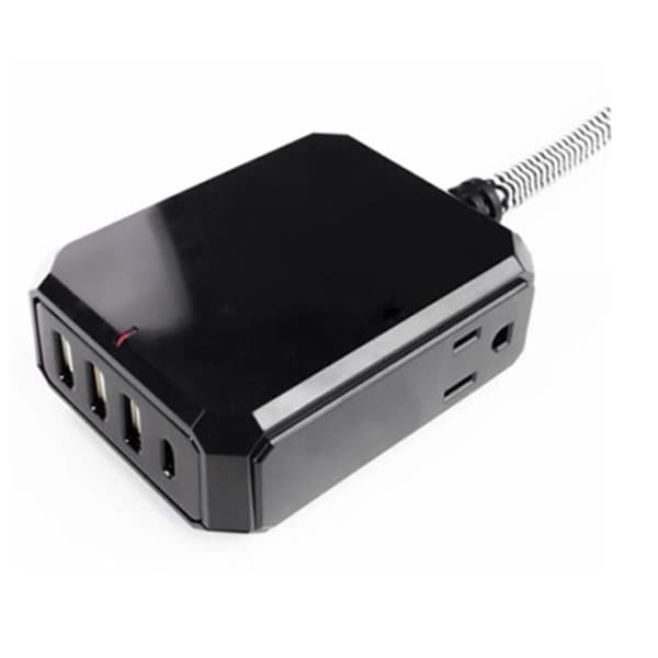 Globe Electric Globe Electric 264384 2 Outlets & 4 USB Designer Mounted Desktop Strip; Black - 264384