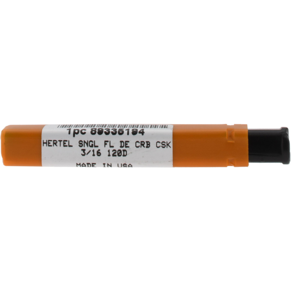 Hertel Countersink: 3/16" Head Dia, 120.00 deg Included Angle, 1 Flute, Solid Carbide, Right Hand Cut - 331-202200