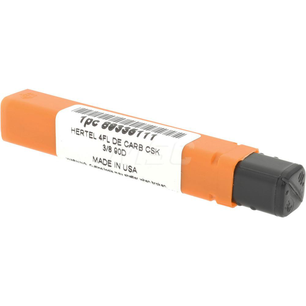 Hertel Countersink: 3/8" Head Dia, 90.00 deg Included Angle, 4 Flute, Solid Carbide, Right Hand Cut - 334-205070