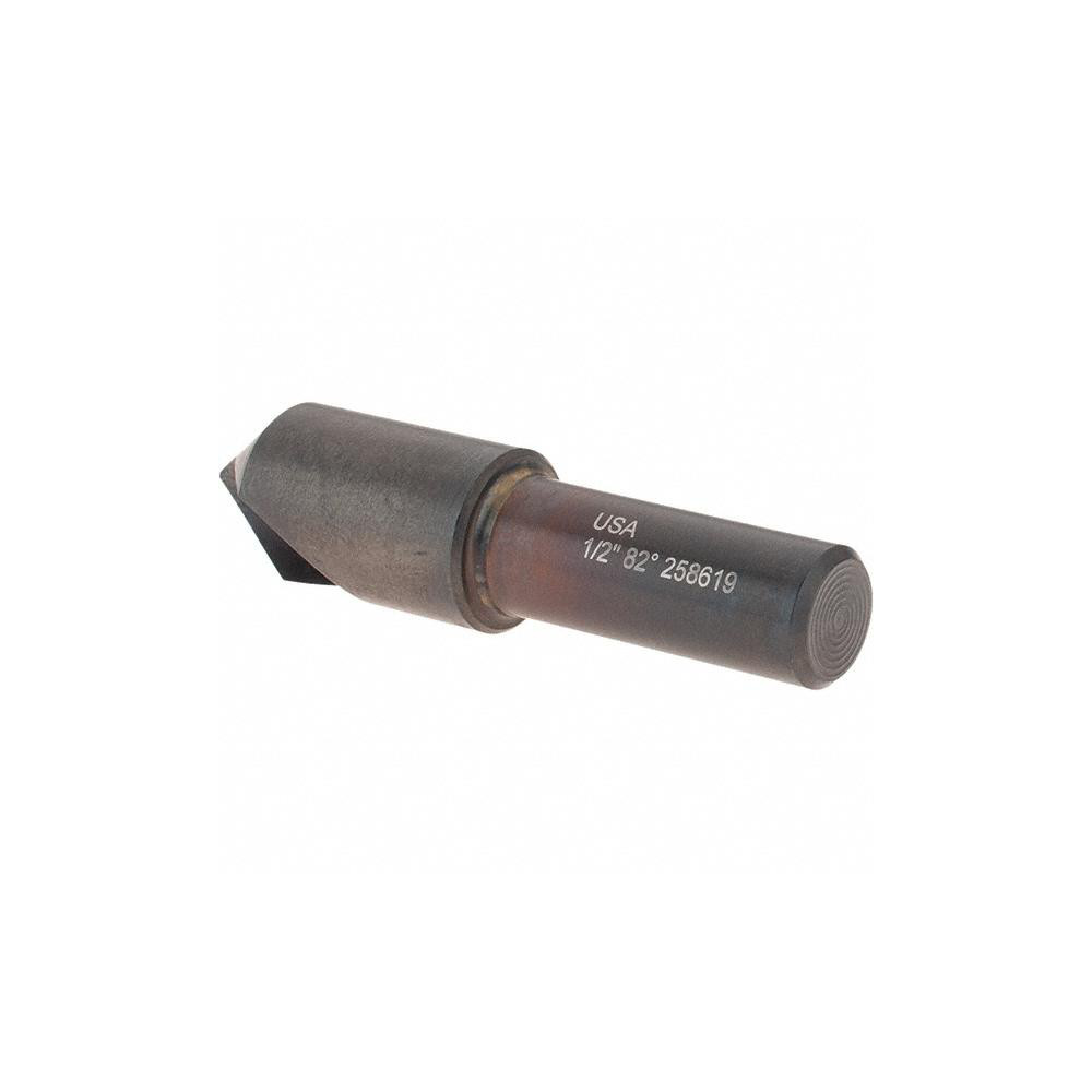 Melin Tool Countersink: 1/2" Head Dia, 82.00 deg Included Angle, 1 Flute, High-Speed Steel, Right Hand Cut - 18021