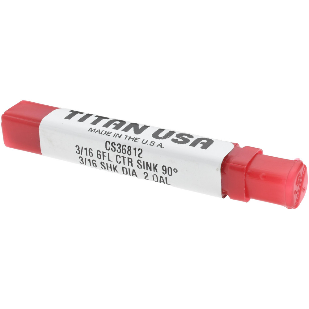 Titan USA Countersink: 3/16" Head Dia, 90.00 deg Included Angle, 6 Flute, Solid Carbide, Right Hand Cut - CS36812