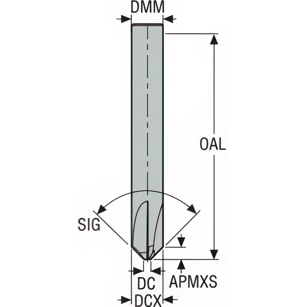 Seco Chamfer Mill: 8.00 mm Dia, 8.00 mm Shank Dia, 90 deg, 4 Flute, Solid Carbide, Single End - 02881638