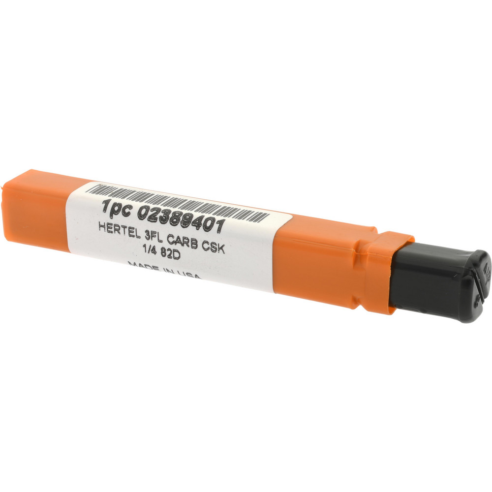 Hertel Countersink: 1/4" Head Dia, 82.00 deg Included Angle, 3 Flute, Solid Carbide, Right Hand Cut - 333-003060