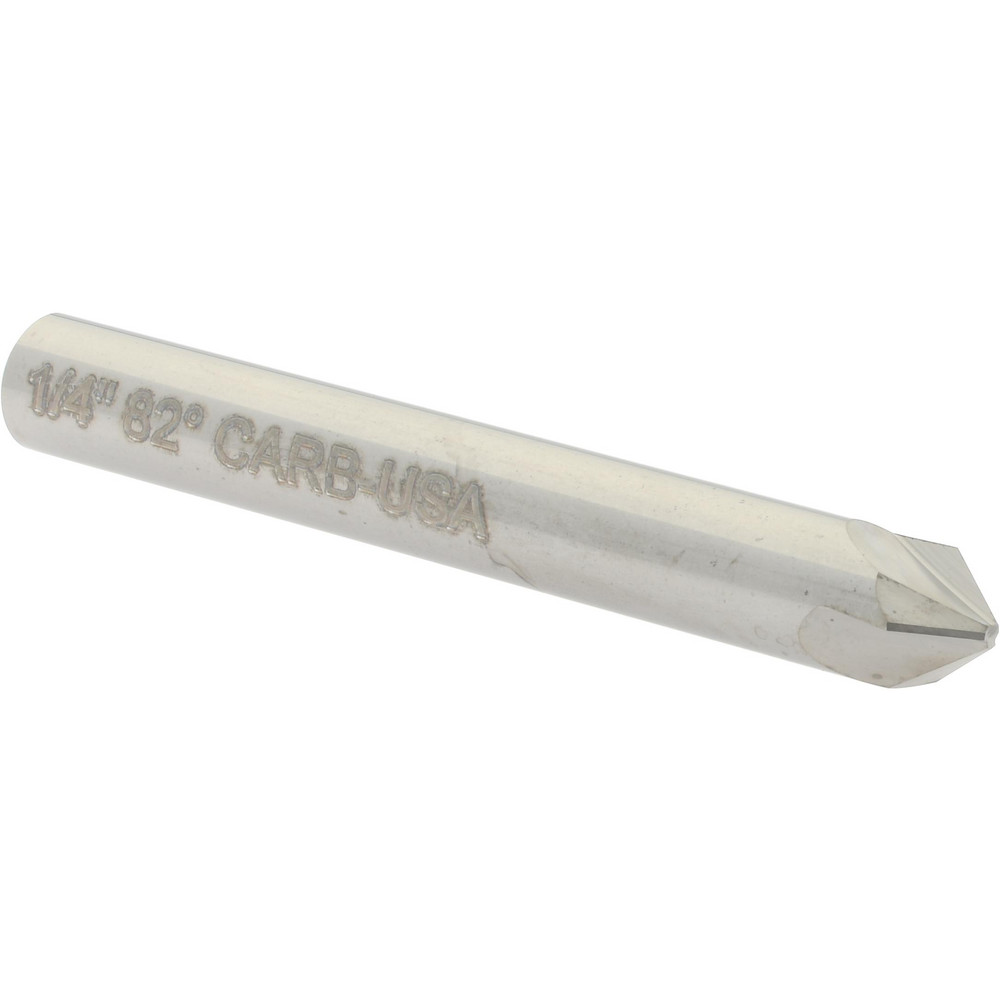 Hertel Countersink: 1/4" Head Dia, 82.00 deg Included Angle, 3 Flute, Solid Carbide, Right Hand Cut - 333-003060