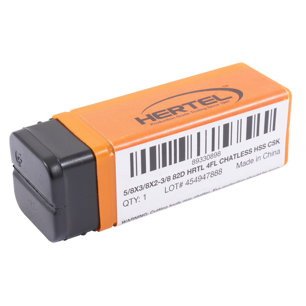Hertel Countersink: 5/8" Head Dia, 82.00 deg Included Angle, 4 Flute, High-Speed Steel, Right Hand Cut - GX89330898