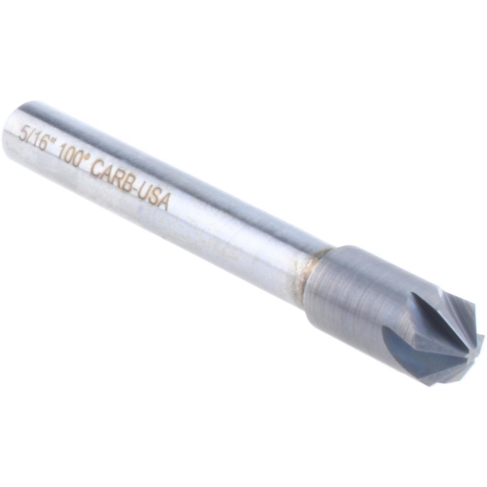 Hertel Countersink: 5/16" Head Dia, 100.00 deg Included Angle, 6 Flute, Solid Carbide, Right Hand Cut - 336-004080