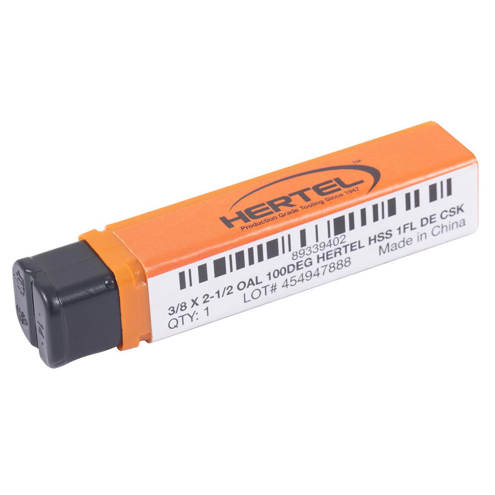 Hertel Countersink: 3/8" Head Dia, 100.00 deg Included Angle, 1 Flute, High-Speed Steel, Right Hand Cut - GX89339402
