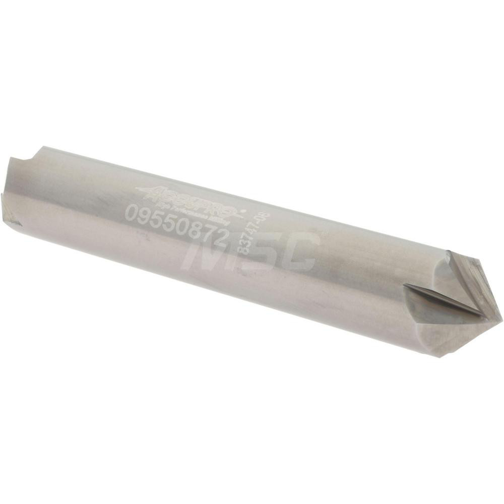 Accupro Chamfer Mill: 3/8" Dia, 3/8" Shank Dia, 90 deg, 4 Flute, Solid Carbide, Double End - 2500003