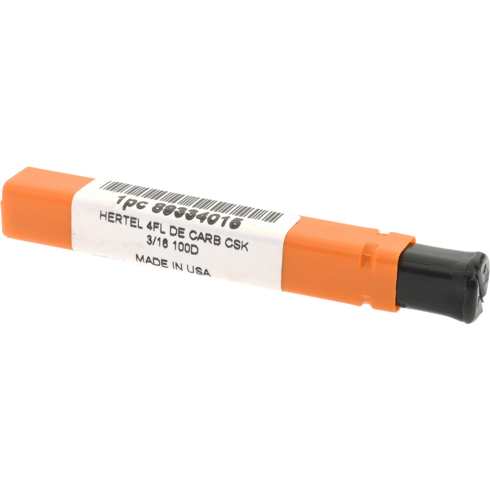 Hertel Countersink: 3/16" Head Dia, 100.00 deg Included Angle, 4 Flute, Solid Carbide, Right Hand Cut - 334-202080