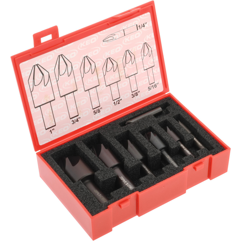 Value Collection Countersink Set: 10 Pc, 1/4 to 1-1/2" Head Dia, 6 Flute, 90 deg Included Angle - SC209010S