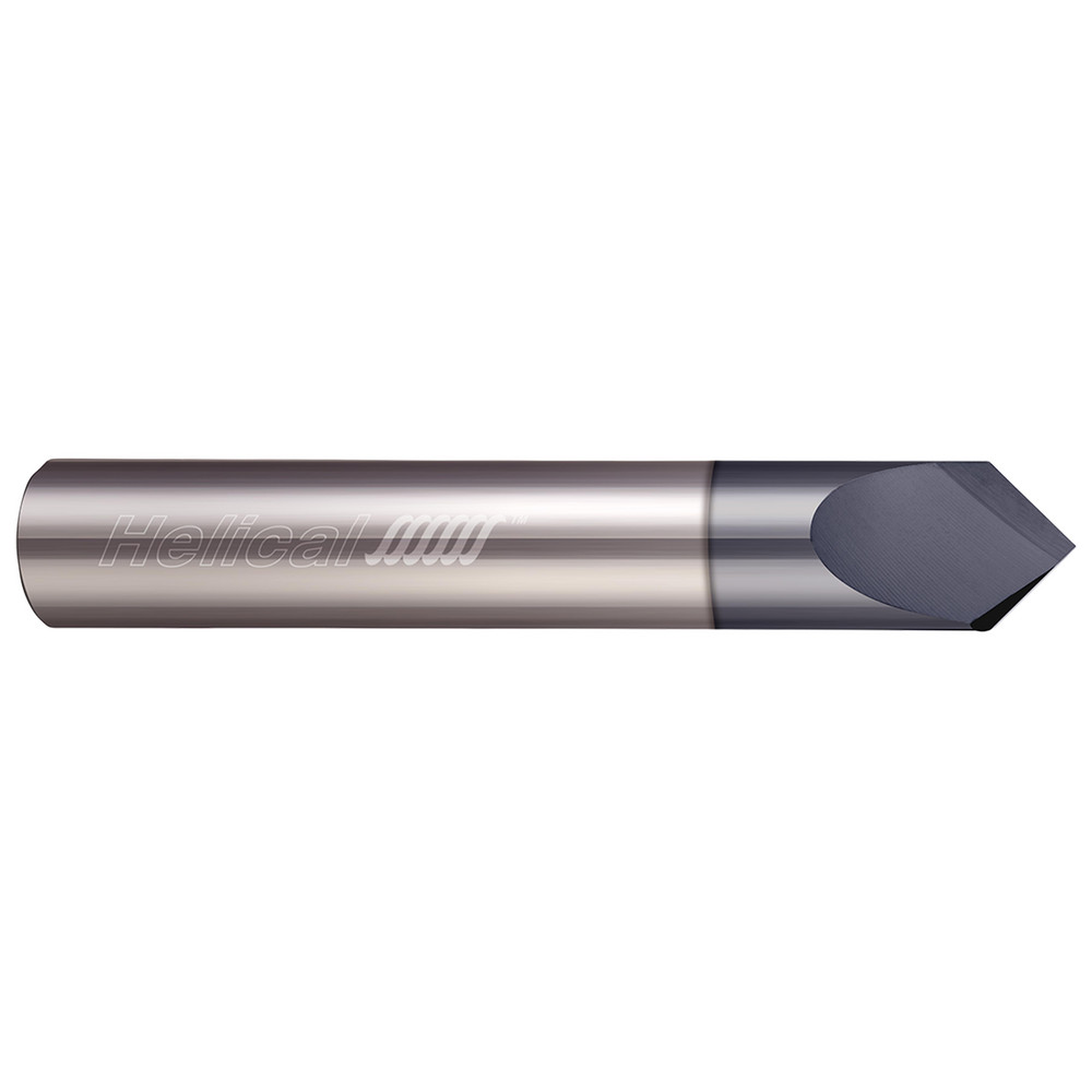 Helical Solutions Chamfer Mill: 1/4" Dia, 1/4" Shank Dia, 90 deg, 4 Flute, Solid Carbide, Single End - 83808