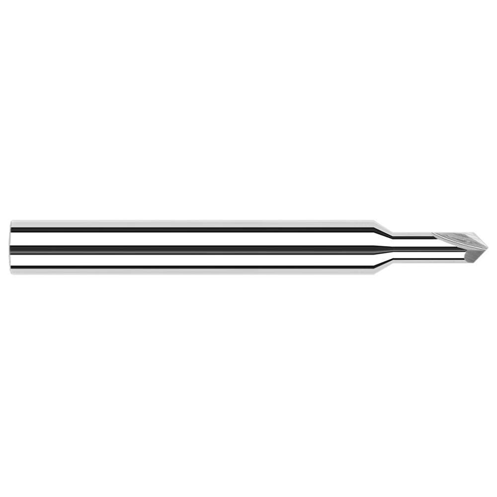 Harvey Tool Chamfer Mill: 1/32" Dia, 1/8" Shank Dia, 90 deg, 2 Flute, Solid Carbide, Single End - 862745