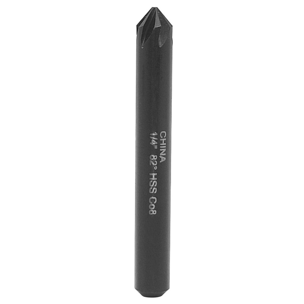 Hertel Countersink: 1/4" Head Dia, 82.00 deg Included Angle, 6 Flute, High-Speed Steel, Right Hand Cut - GX89330815