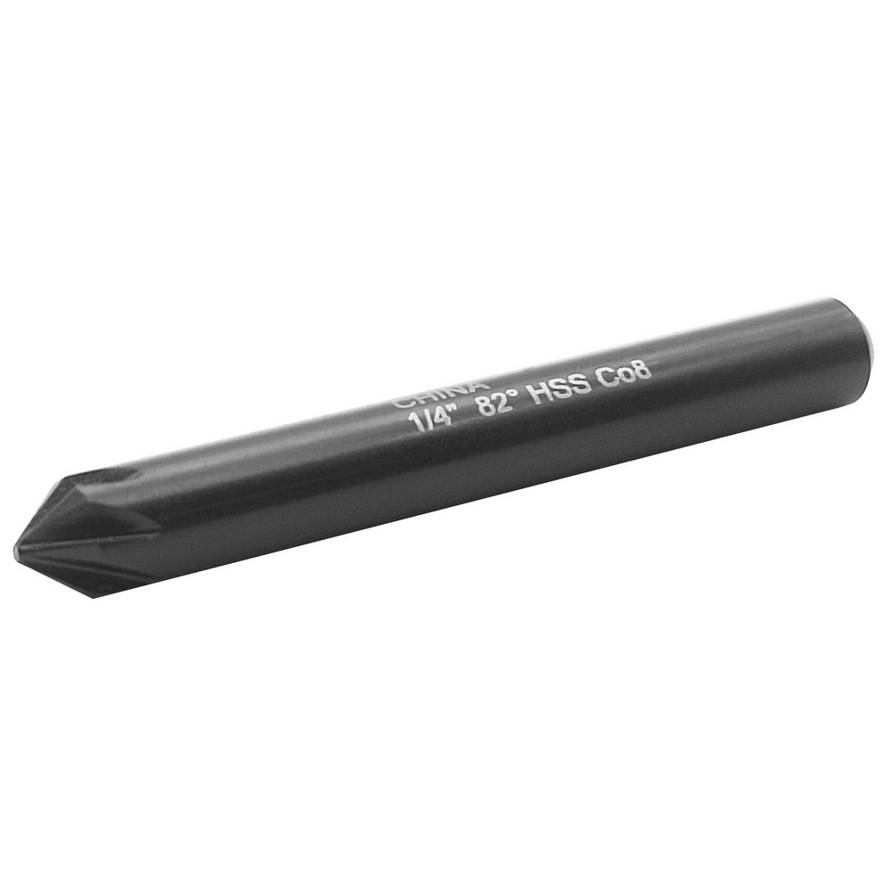 Hertel Countersink: 1/4" Head Dia, 82.00 deg Included Angle, 6 Flute, High-Speed Steel, Right Hand Cut - GX89330815