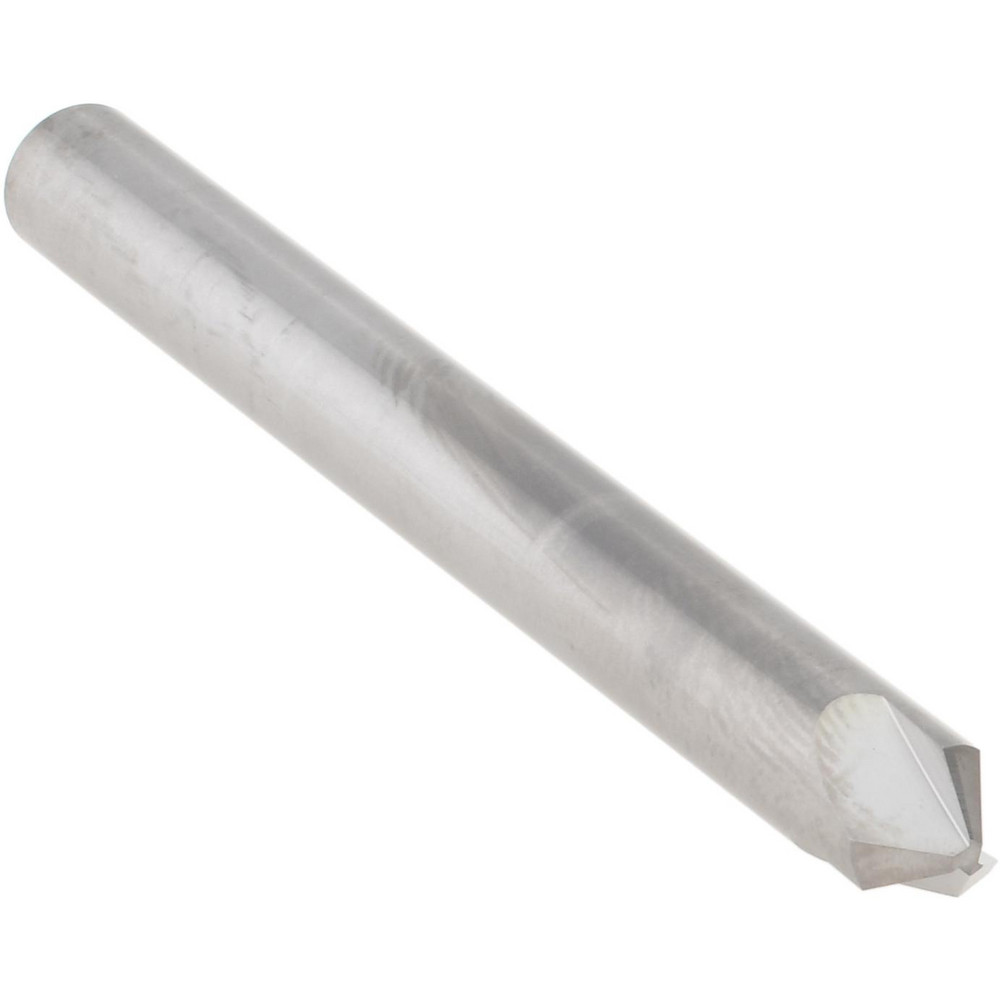 Accupro Chamfer Mill: 1/4" Dia, 1/4" Shank Dia, 100 deg, 3 Flute, Solid Carbide, Single End - E599943866